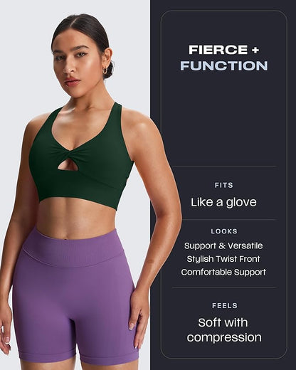 Aoxjox Women's Workout Sports Bras Twist Front Fitness Training Gym Bra Yoga Crop Lola Tank