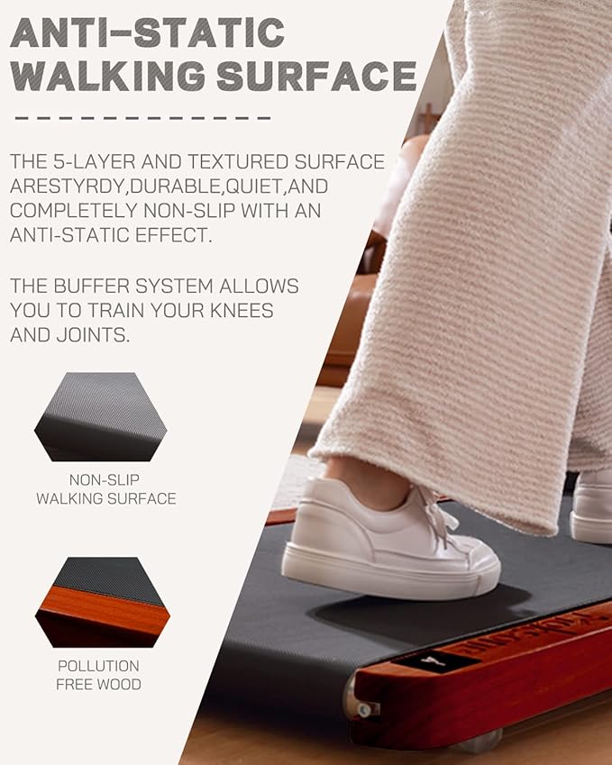 Maksone Portable Walking Pad with Remote Control,Wooden Office Treadmill for Home&Work，LED Dispaly Under Desk Treadmill