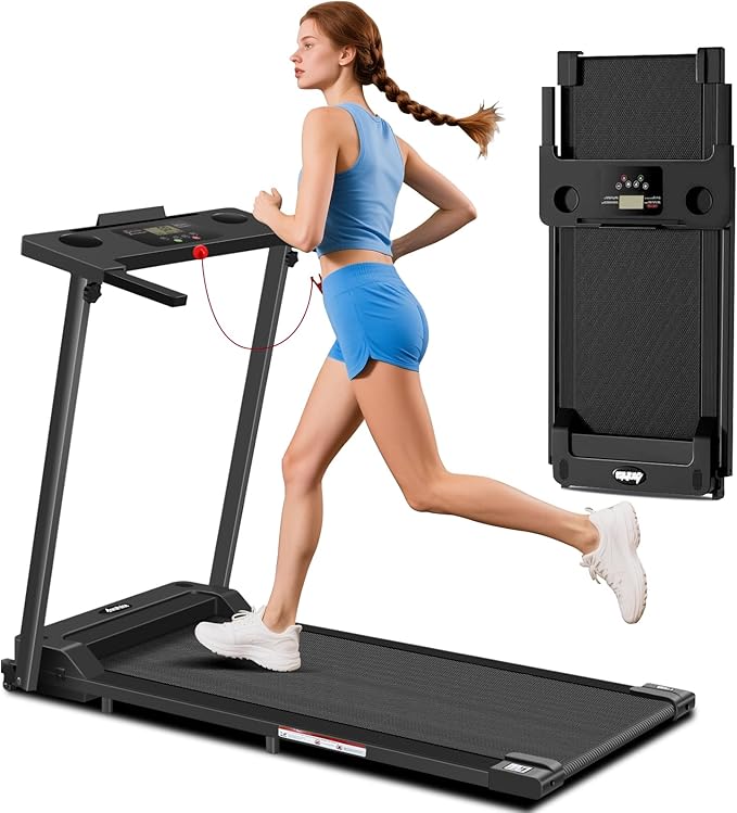 Portable Foldable Treadmills for Home, Small Folding Treadmill for Home Office with 300 LBS Capacity, Walking Running Exercise Electric Compact Treadmill with LED Display