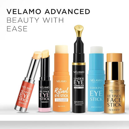 VELAMO ADVANCED Retinol Eye Balm Stick: Made in Korea, Upgraded 8-IN-1 Formula with Collagen, Niacinamide & Peptides – Under Eye Cream for Dark Circles, Puffiness & Wrinkles, 0.35oz/10g