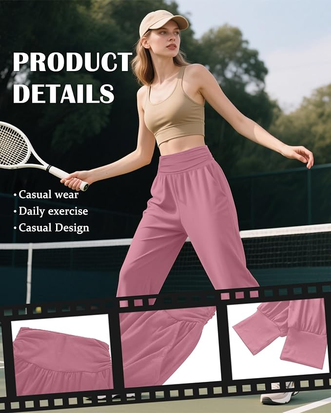 2 Pack Women's Yoga Joggers, Cozy Sweatpants with Pockets Casual Loose Comfy High Waisted Lounge Pants