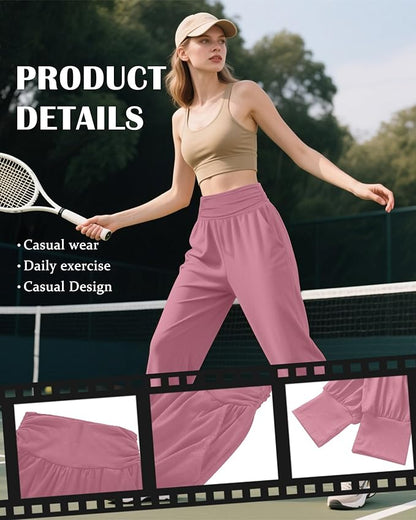 2 Pack Women's Yoga Joggers, Cozy Sweatpants with Pockets Casual Loose Comfy High Waisted Lounge Pants