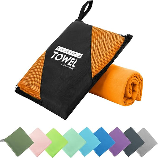 Microfiber Travel Towel, Soft Lightweight Quick Dry Towel, Super Absorbent Compact Travel & Sports & Beach Towels for Camping, Backpack, Gym, Swimming, Yoga, Hiking (M:20"×40" -Orange)