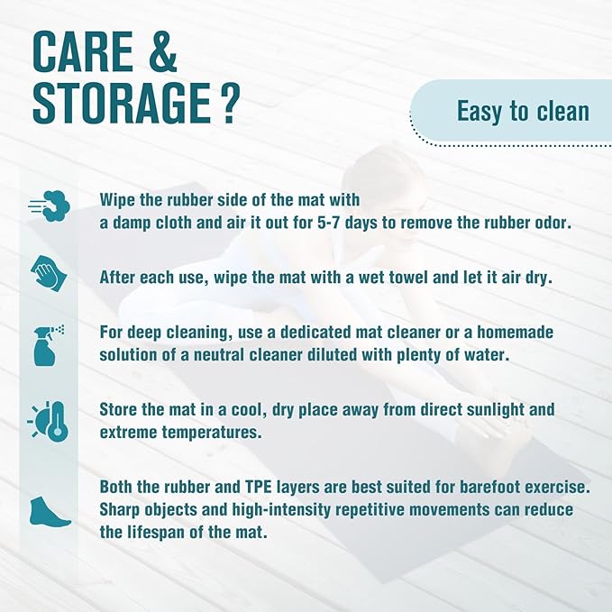 UMINEUX Extra Thick Yoga Mat, 2/5 Inch (10MM), Natural Rubber and TPE Non Slip Yoga Mats with Strap for Women Men, Eco Friendly Exercise Mat for Yoga, Pilates and Home Workout