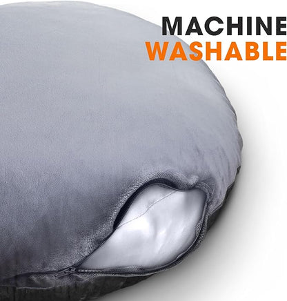 Cheer Collection Extra Large Floor Pillow, 32" Round Meditation Cushion, Oversized Yoga Pillow & Floor Cushions for Adults, Floor Pillows for Sitting, Meditation, and Seat Cushion -Grey