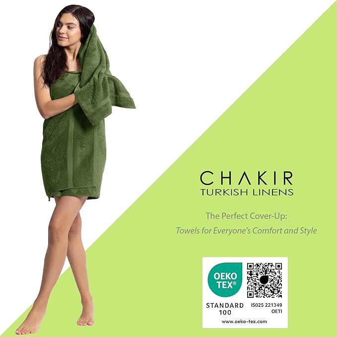 Chakir Turkish Linens | Hotel & Spa Quality 100% Cotton Premium Turkish Towels | Soft & Absorbent (4-Piece Washcloths, Moss)