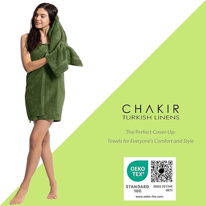 Chakir Turkish Linens | Hotel & Spa Quality 100% Cotton Premium Turkish Towels | Soft & Absorbent (4-Piece Washcloths, Moss)