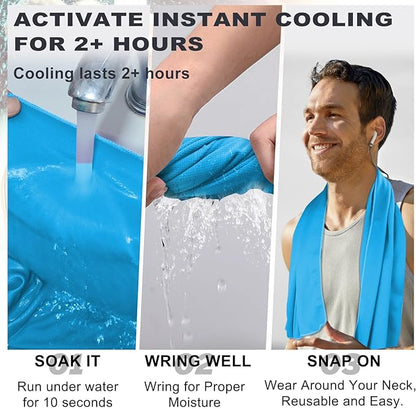 Cooling Towels 43.3" x 15.7" - Ice Towel, Sweat Towel, Cooling Towels for Neck & Face & Cooling Neck Wraps for Summer Heat - Neck Cooler for Quick Cool Down for Gym, Running, Golf, Yoga & Sports