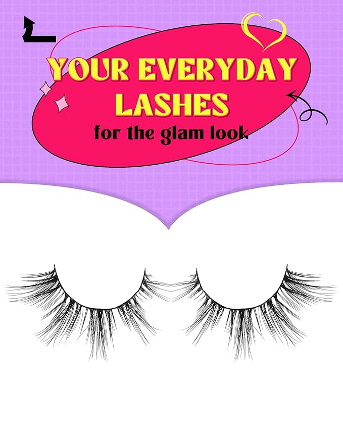 Onlyall Natural Lashes Wispy Lashes Natural Look False Eyelashes Natural Flared Eyelashes False Eye Lashes Soft Fluffy Lashes 7 Pairs D13 Sexy Cat Eye-10mm