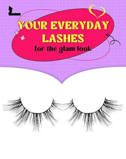 Onlyall Natural Lashes Wispy Lashes Natural Look False Eyelashes Natural Flared Eyelashes False Eye Lashes Soft Fluffy Lashes 7 Pairs D13 Sexy Cat Eye-10mm