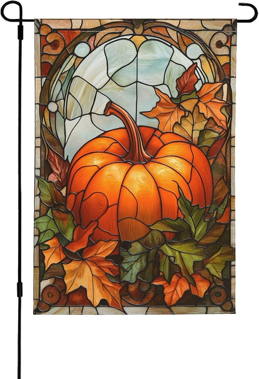 Pumpkin Fall Garden Flag 12x18 In Double Sided Yard Flags Lawn Sign Decor No Flagstand