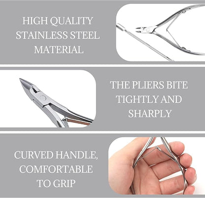 40 Pcs Cuticle Trimmer with Pusher,Stainless Steel Cuticle Nippers, Nail Edge Cutter Clippers Dead Skin Trimmer Pointed Pedicure Manicure Nipper Remover Care Tools Bulk for Fingernails Toenails