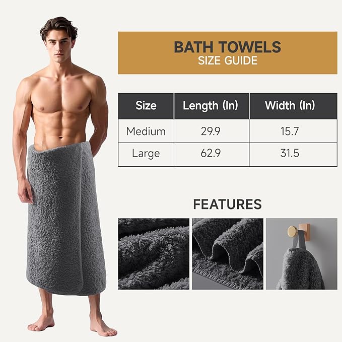 REDKISS Ultra-Plush Bath Towel Set - 900GSM Premium Thick Cotton for Bathroom & Spa, Super Absorbent Bath with No Shedding (2-Piece Bath Twoel Set for Adults, Luxury Hotel & Home Use)-Smoky Grey