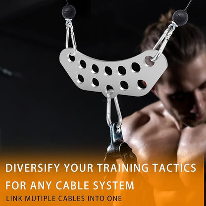 J Bryant Heavy Duty Stainless Steel Double to Single Anchor Plate - 6mm Thick Cable Machine Attachment with 3 Carabiners for Gym Pulley LAT Pulldown, Forearm & Grip Training