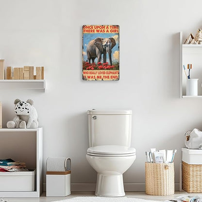 Retro Elephants Metal Poster There Was A Girl Who Really Loved Elephants Metal Tin Signs Vintage Plaque Wall Decor Gift For Home Kitchen Office Men Cave Club Bar 8x12 Inch
