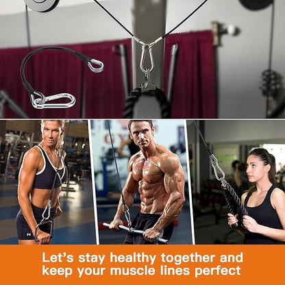 2PCS Gym Cable Extension,Replacement Cable Machine Accessories,Cable Pulley Attachments for Gym -Thick 5mm(0.2inch) Heavy Duty Steel Wire Rope for Home Gym Cable, Leg Extensions Machine