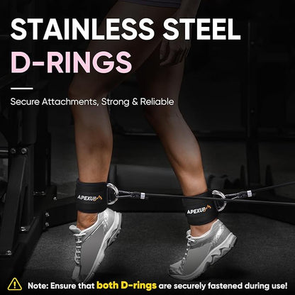 APEXUP Ankle Strap for Cable Machine, Ankle Resistance Bands, Cable Kick Back Straps for Gym, Glute Workouts, Leg Extensions, Adjustable Straps with Neoprene Padding