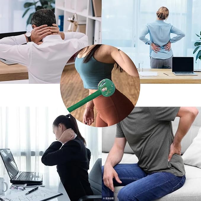 13 Inch Long Handle Mugwort Meridian Massage Hammer, Manual Back Massager for Soothing and Relieving Shoulder, Neck and Muscle Pain, Portable Massage Hammer for Home, Travel, Office.