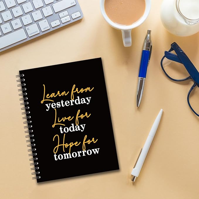 YAZMEEN Inspirational Blank Spiral Notebook（160 Pages） Learn from Yesterday Live for Today Hope for Tomorrow Hardcover Notebook Journal Funny Encouragement Gift for Teen Teacher Student Friend Family