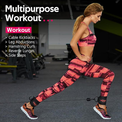 WALITO Gym Ankle Straps for Working Out - Glute Ankle Cuff Kickback Strap, Gym Cable Machine Accessories for Women Glute Leg Extensions, Hip Abductors & Lower Body Exercises Equipment