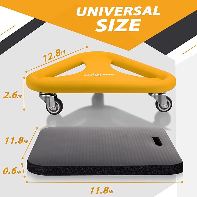 BODY RHYTHM Abdominal & Core Coaster Strength Workout Trainer, Ab Wheel Roller Exercise Machine with Knee Mat for Home Gym Workout Fitness.