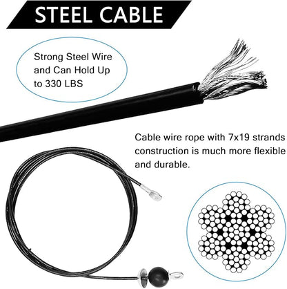 Favuit Fitness Pulley Cable, Gym Replacement Cable Heavy Duty Steel Wire Rope Fitness Cable Pulley System Attachments Home Gym Machine Equipment Workout Accessories