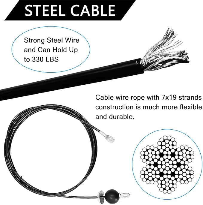 Favuit Fitness Pulley Cable, Gym Replacement Cable Heavy Duty Steel Wire Rope Fitness Cable Pulley System Attachments Home Gym Machine Equipment Workout Accessories