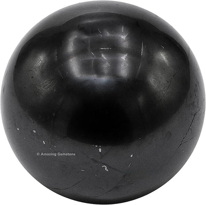 Amazing Gemstone Shungite Crystal Ball with Stand - 2 Inches Crystal Sphere Meditation Balls for Witchcraft and Decorative Balls