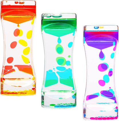 CAILINK Liquid Motion Bubbler - 3 Pack Kids and Adults Sensory Toys - Water Timers Fidget Toys Sensory Play - Colorful Hourglass for Home Office Desk Decor