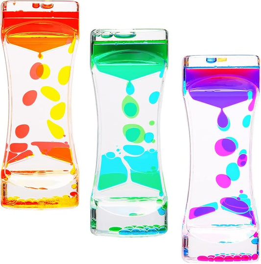 CAILINK Liquid Motion Bubbler - 3 Pack Kids and Adults Sensory Toys - Water Timers Fidget Toys Sensory Play - Colorful Hourglass for Home Office Desk Decor