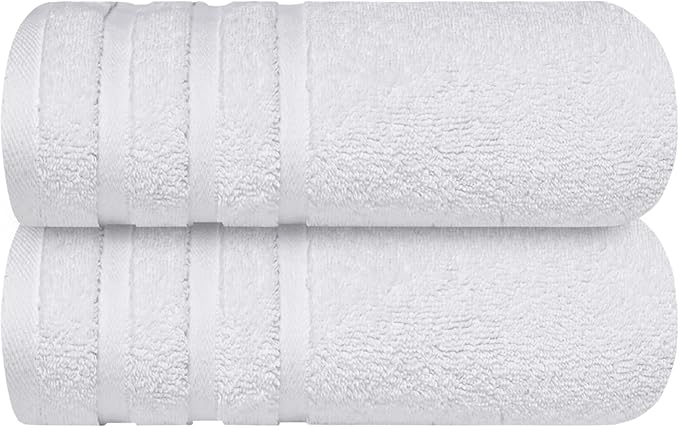 Infinitee Xclusives 100% Cotton Luxury Bath Towels Set of 2 (27x54 Inches) (Brilliant White, Bath Towels - Pack 2)