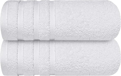 Infinitee Xclusives 100% Cotton Luxury Bath Towels Set of 2 (27x54 Inches) (Brilliant White, Bath Towels - Pack 2)