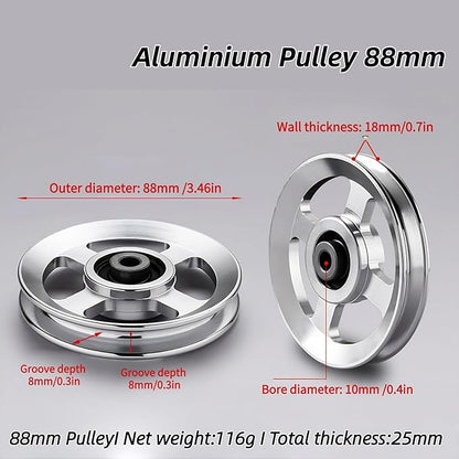 Pulley system for home gym, Aluminum GYM Pulley Wheel Universal Aluminum Alloy Bearing Pulley Wheel for Cable Machine Gym Equipment Part Garage Door