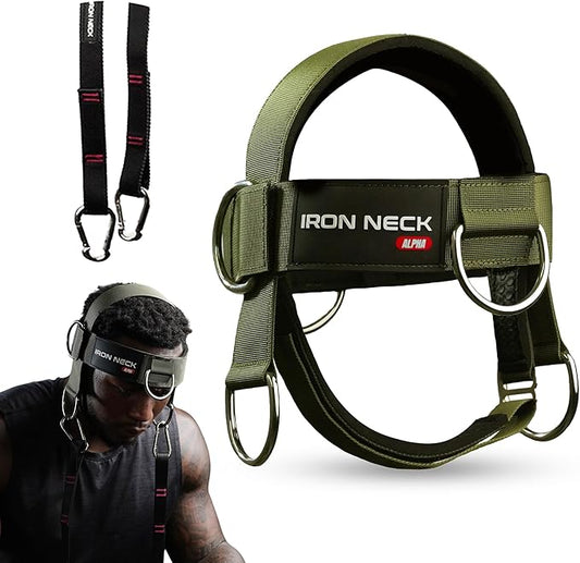 Iron Neck, Versatile Neck Exerciser, Strengthener and Trainer with Adjustable Head and Chin Strap, Portable Head Harness for Weight Lifting, Home and Gym Use