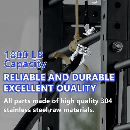 2-Pack Heavy Duty Power Rack Attachments - Resistance Band Hooks & O-Ring Squat Rack Accessories | Durable Steel Band Pegs for Crossfit, Power Cage, Home Gym | Easy Installation, Universal Fit
