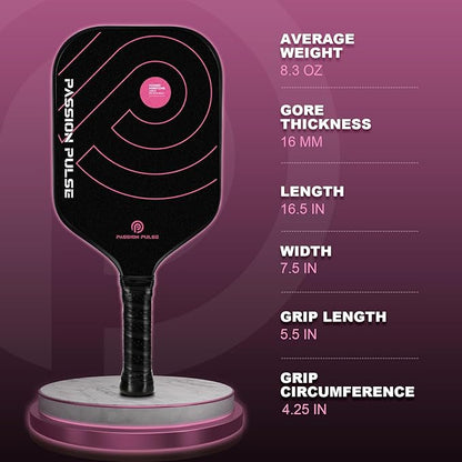 Pickleball Paddles 2025,Raw Carbon Fiber Surface（CFS） 16mm T700 High Grit & Spin, Pro Pickle Ball Paddles Designed for Ultimate Spin & Consistency
