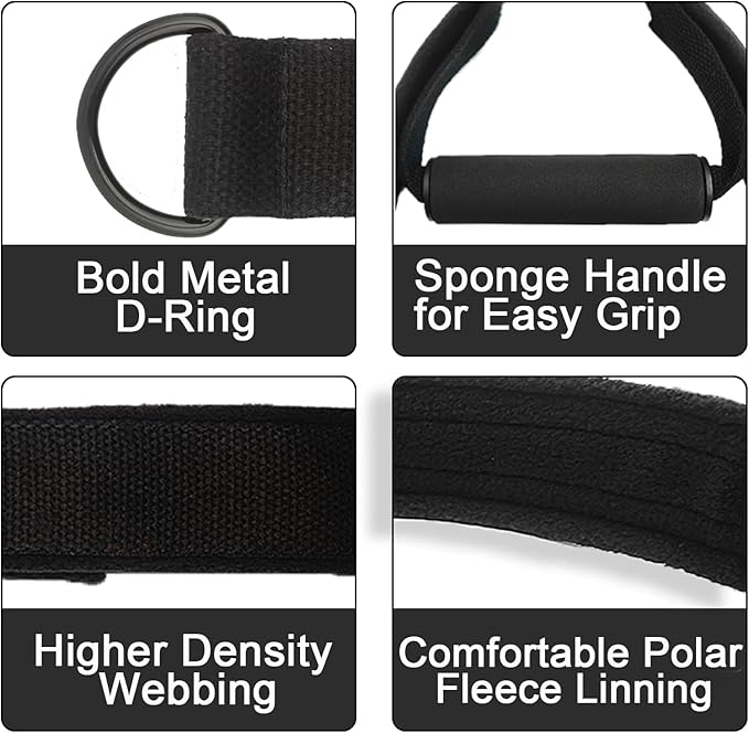 Pilates Double Loop Straps for Pilates Reformer, Fitness Metal D Ring Straps Handle, Pilate Accessories Yoga Wristbands Exercise Straps for Gym Home Workout 2PCS