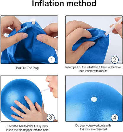 Small Exercise Ball Anti-Burst Non-Slip Stability 9 Inch with Inflatable Straw Mini Pilates Balls Ideal for Yoga Exercise Pilates Physical Therapy Stretching Core Fitness