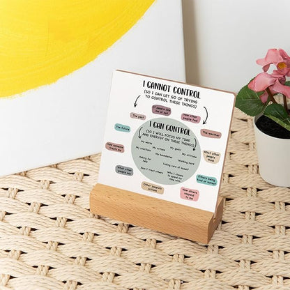 Mental Health Inspirational Gift, Colorful Positive Self Affirmations Wooden Sign with Wooden Stand, Motivational Gifts for Psychologist School Counselor Student Boy Girl Best Friends