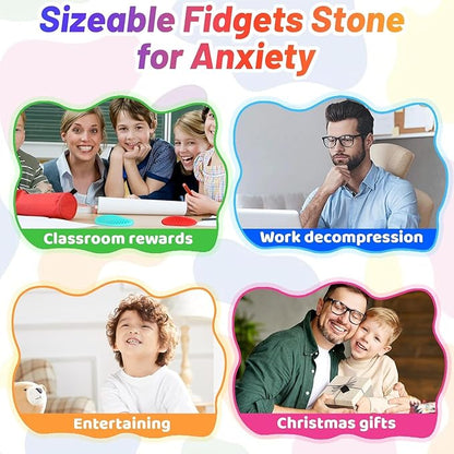 108pcs Color Random Fidget Toys Sensory Stone for Kids，Textured Soft Worry Stone for Autism Kids Calming - Fidget Stress Toys for Students Anxiety Relief - Small Prizes Fidget Toys