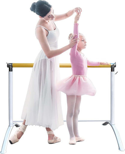 Ballet Barre Portable for Home or Studio, Height Adjustable Bar for Stretch, Pilates, Dance or Active Workouts, Single or Double Bar, Kids and Adults