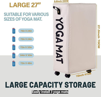 Twira Yoga Mat Storage Racks, Home Gym Storage Rack for Foam Roller, Yoga Strap and Resistance Bands, Workout Equipment Corner Storage Organizer with Wheels