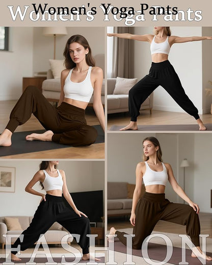 2 Pack Women's Yoga Joggers, Cozy Sweatpants with Pockets Casual Loose Comfy High Waisted Lounge Pants