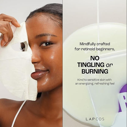 LAPCOS Retinal Resurfacing Mask - Korean Skin Care Mask w/Retinal, Hyaluronic Acid, Niacinamide & Centella Asiatica - Soothing Face Mask Spa Gifts for Women - Firming Face Mask (5 Count, 1.05 oz)