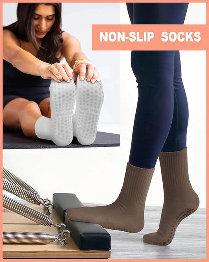 3/6 Pairs Grip Pilates Socks for Women, Non-slip Yoga Athletic Socks for Barre Ballet Barefoot Workout Hospital