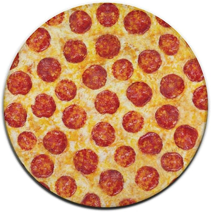 Large Machine Washable Circular Rugs, Home Decor Round Mat for Living Room Sofa Office Compatible with Pepperoni Pizza