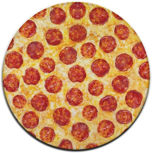 Large Machine Washable Circular Rugs, Home Decor Round Mat for Living Room Sofa Office Compatible with Pepperoni Pizza