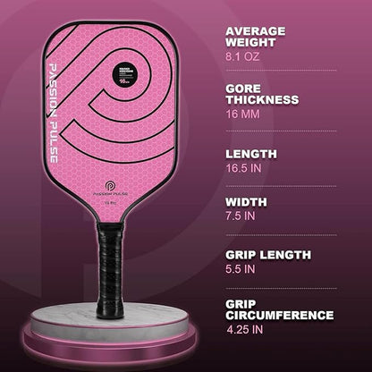 Pickleball Paddles 2025,Raw Carbon Fiber Surface（CFS） 16mm T700 High Grit & Spin, Pro Pickle Ball Paddles Designed for Ultimate Spin & Consistency