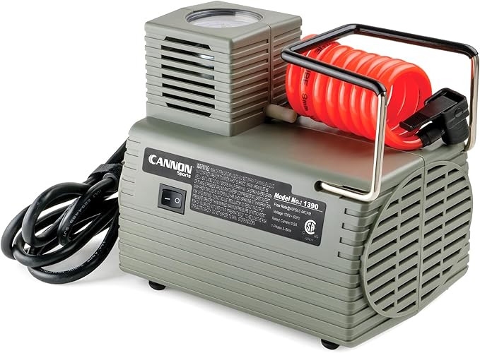 Cannon Sports Electric Ball Inflator Pump with Pressure Gauge - Powerful 1/8 HP Oil-Less Compressor, Inflates Balls, Exercise Balls, Tires, Pool Floats, Air Mattresses, and More