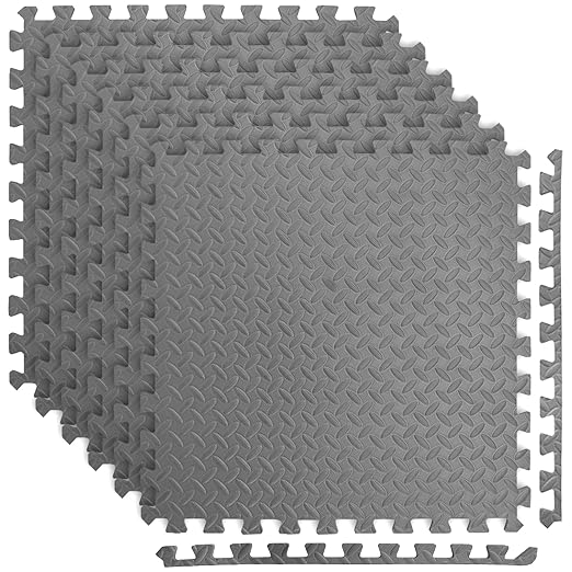 Art3d 24 Sq.Ft Eva Puzzle Exercise Mats, 24"x24" x 1/2" Thick Foam Interlocking Tiles for Gyms, Flooring, Workout, Gym Equipments, Pack of 6, Grey